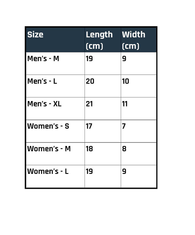 Gloves Sizing Chart